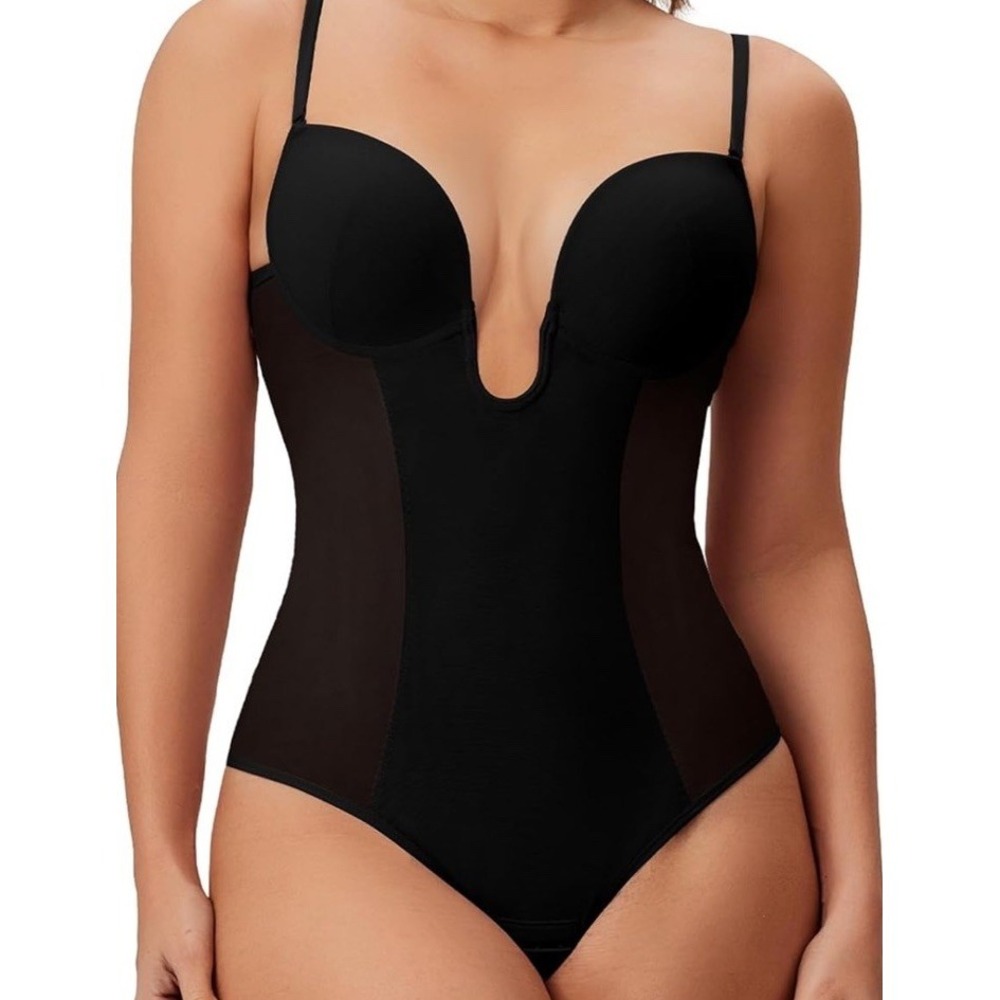 Slimmers  Thong Shapewear Bodysuit for Women Tummy Control Body Shaper Black L